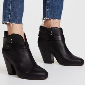 rag & bone Classic Black Leather ‘Harrow’ Ankle Booties Size 8.5